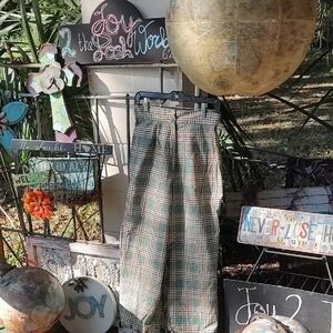 Vintage Plaid wide leg high waisted hand tailored Pants